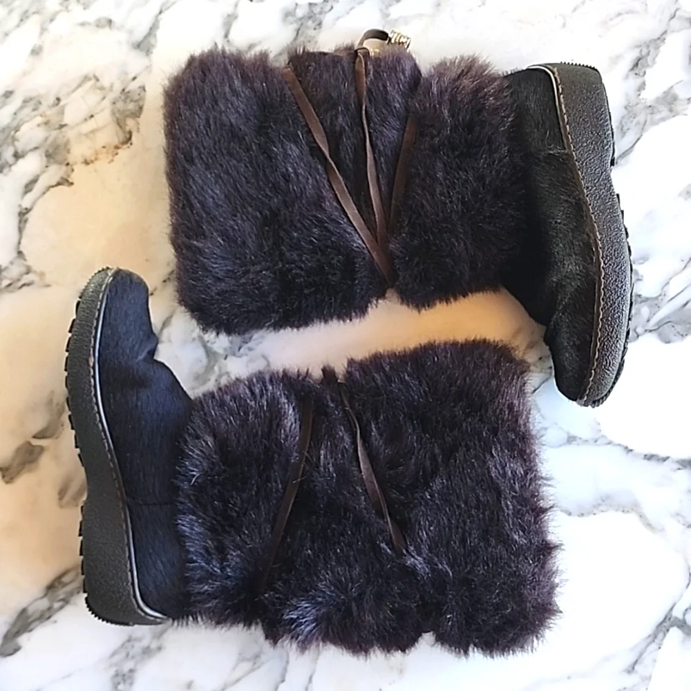 Oscar de la Renta Fur Sport Apres Ski Boots Women's Size 37 - Picture 2 of 12